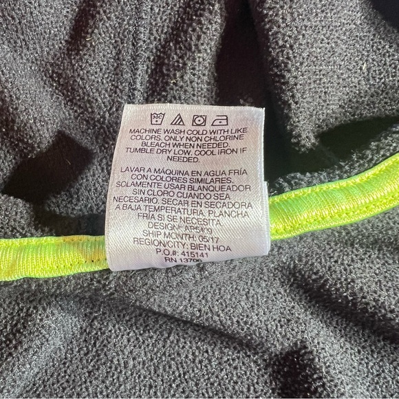 Adidas Full Zip Youth Hoodie Size M (10/12) Black/Lime Stripes - Picture 7 of 7